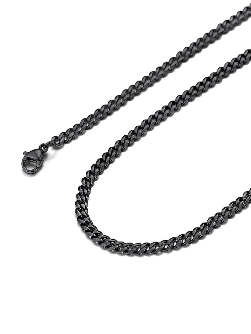 Suplight 3mm 316L Stainless Steel Miami Cuban Chains Necklaces Hip Hop Punk Jewelry Black Short Curb Cuban Link Chain Necklace for Men & Women 18 inches - Image 1